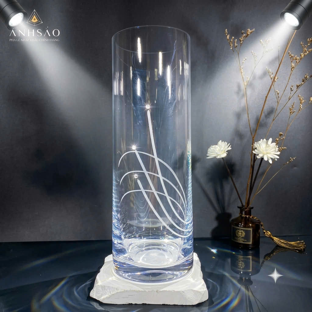 Lọ Hoa Pha Lê Mài Đính Đá Cao Cấp - Vẻ Đẹp Từ Sự Tối Giản