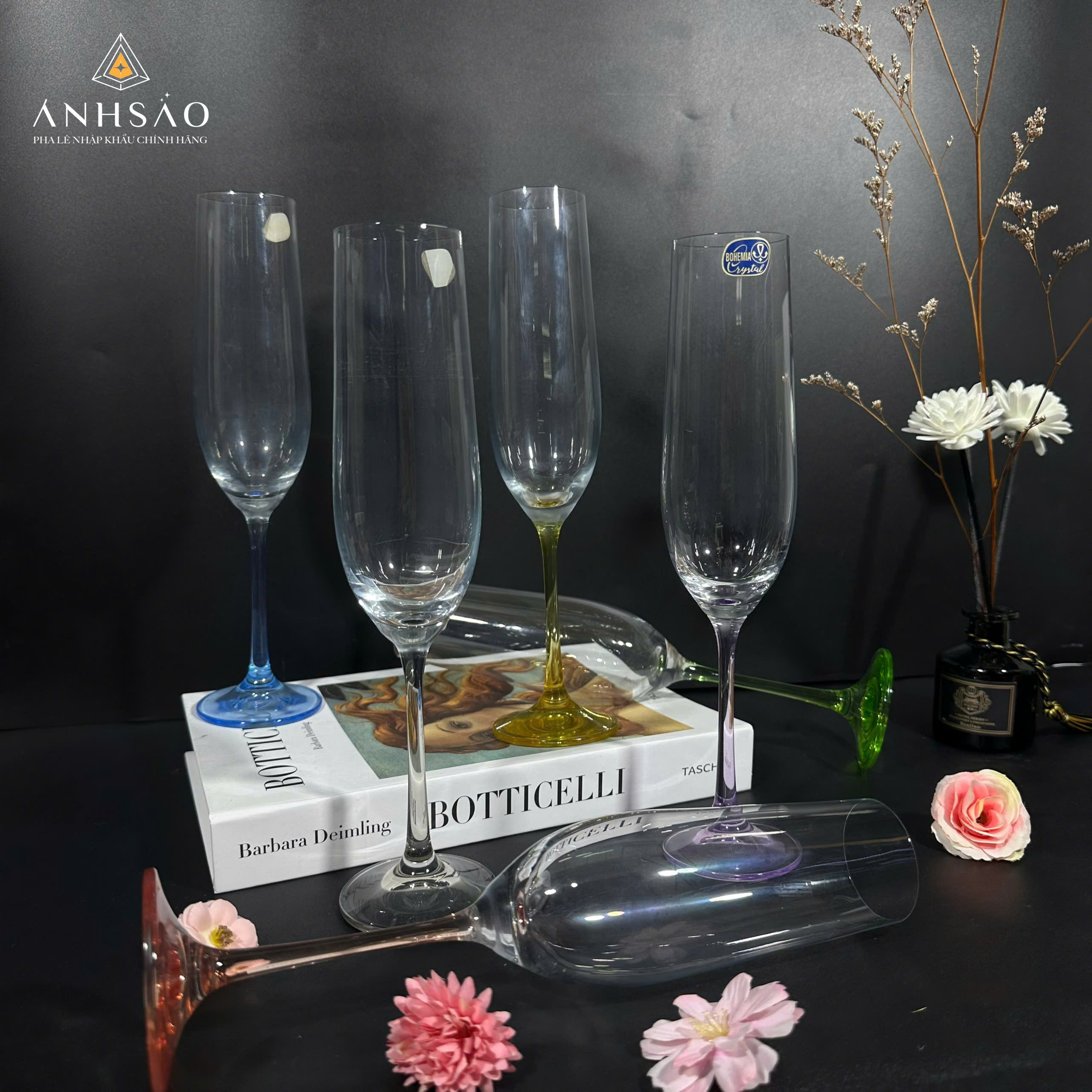 Ly Pha Lê 6 Chân 6 Màu Trơn