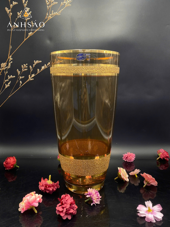 Lọ hoa pha lê Egermann viền vàng