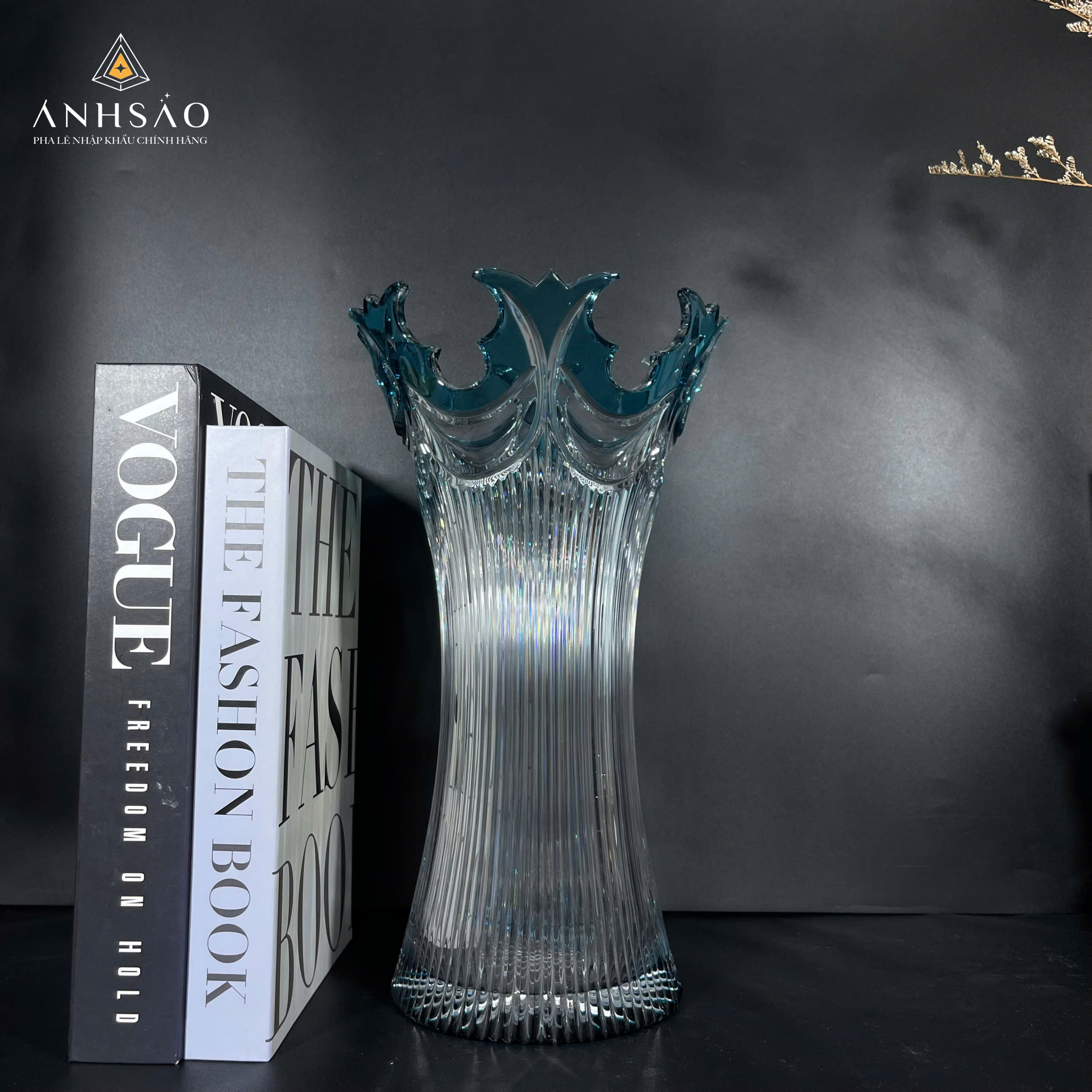 Lọ hoa pha lê Haida Xanh Răng Cưa Bó Mạ