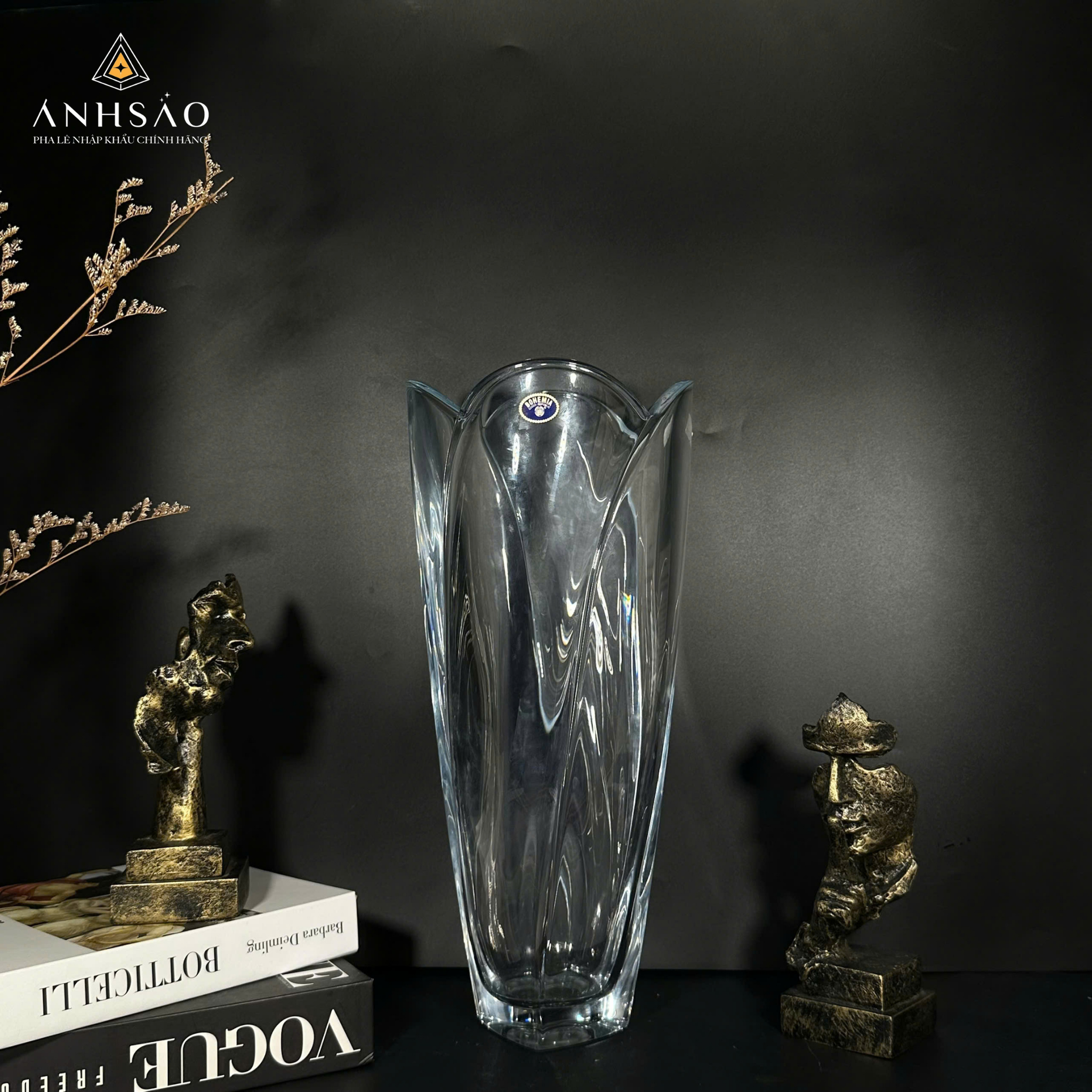 Lọ Hoa Pha Lê Trơn Cao Cấp 35cm