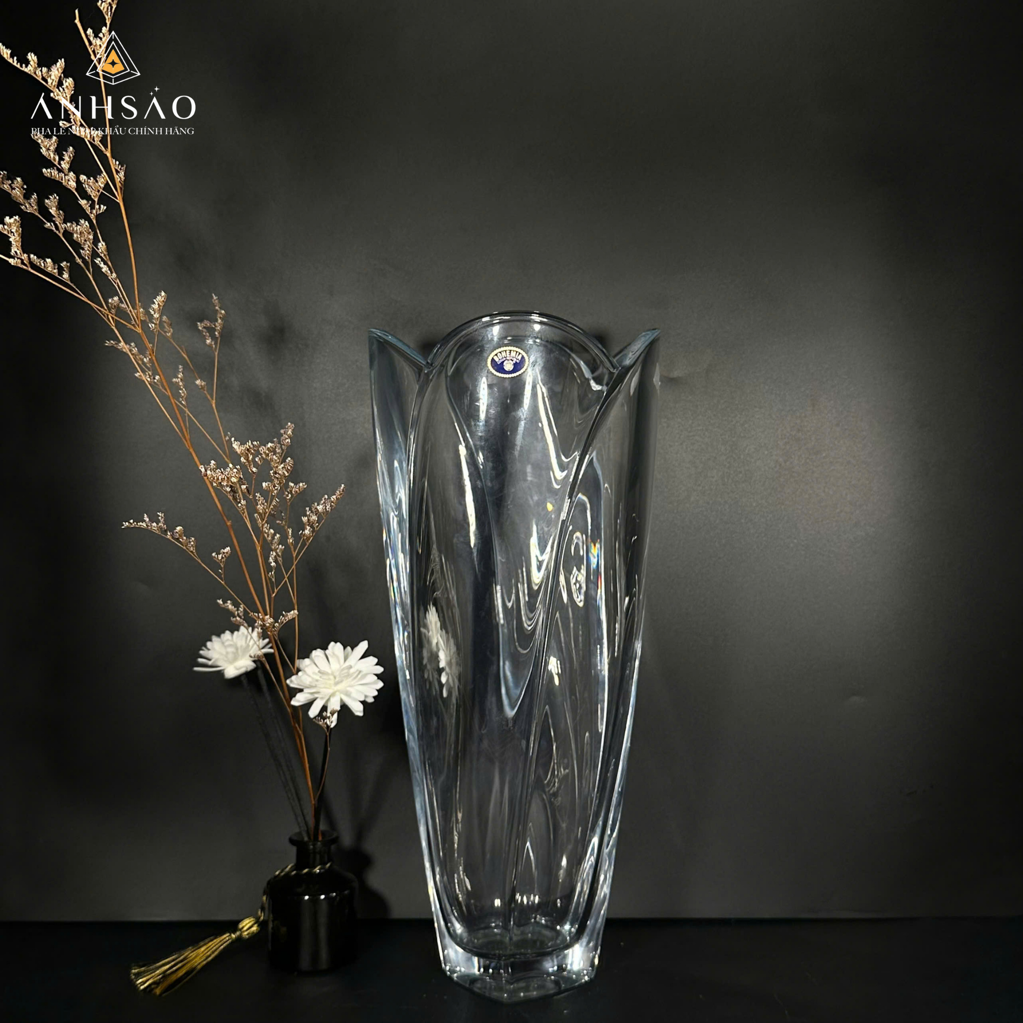 Lọ Hoa Pha Lê Trơn Cao Cấp 35cm