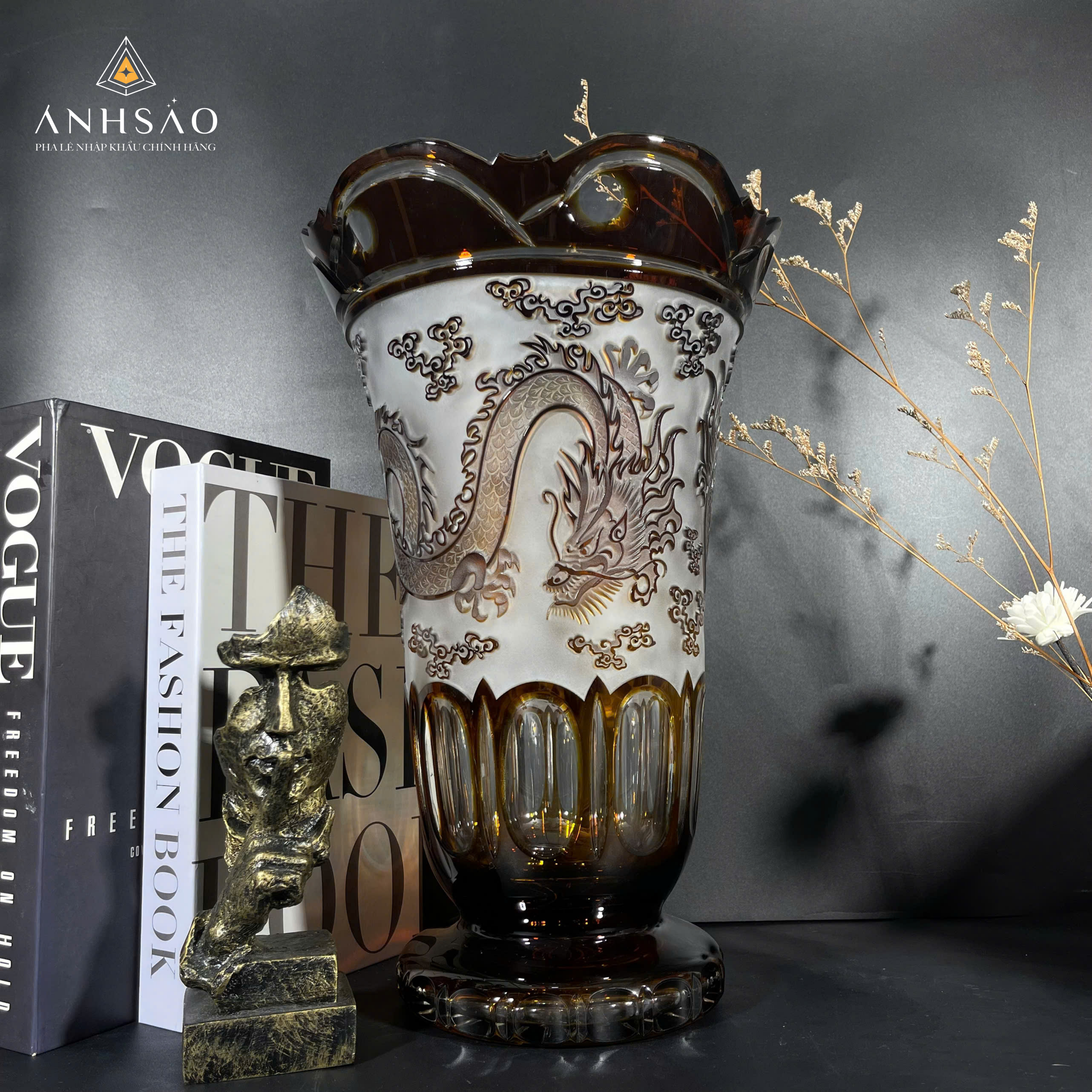 Lọ Hoa Pha Lê Haida Điêu Khắc Rồng