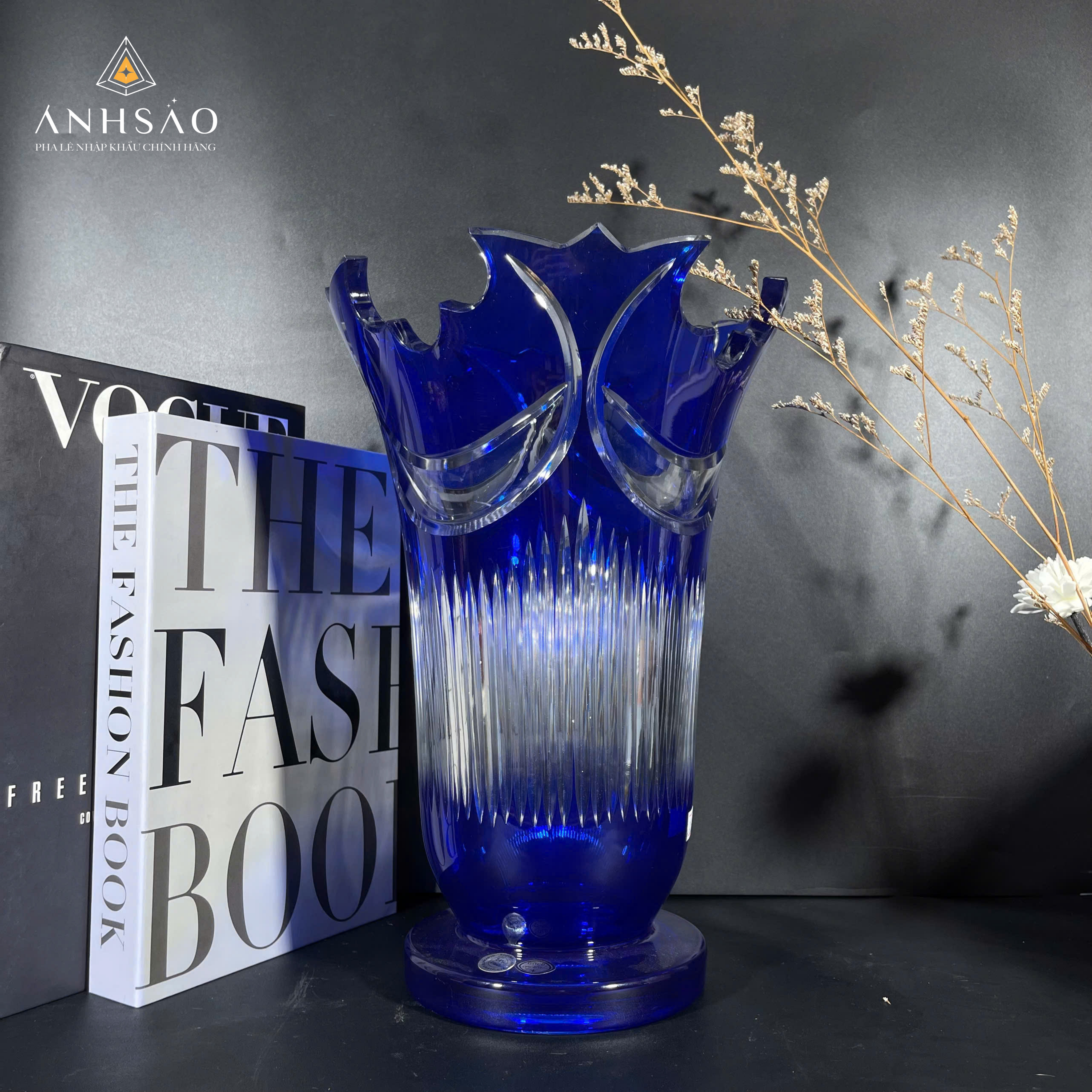 Lọ Hoa Pha Lê Haida Xanh Bó Mạ Chân Đế