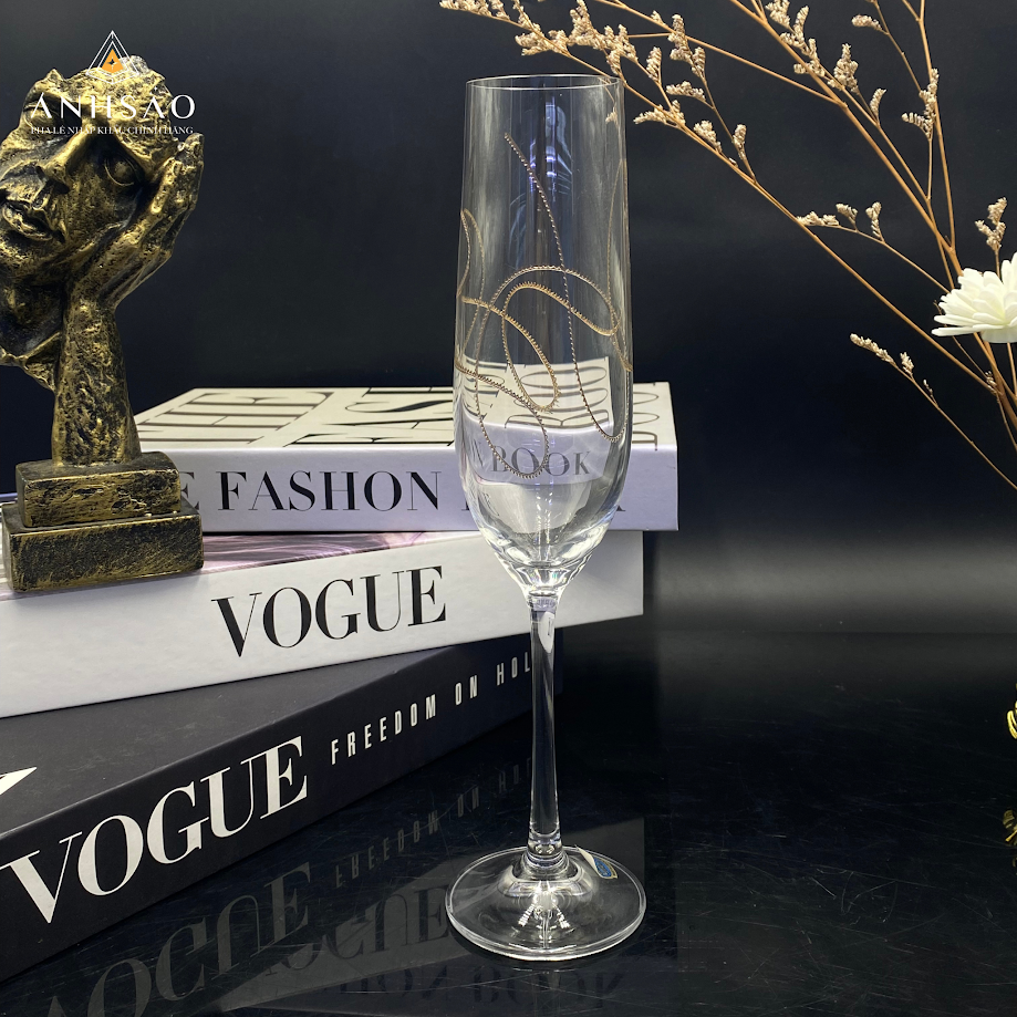 Ly pha lê champagne mạ vàng