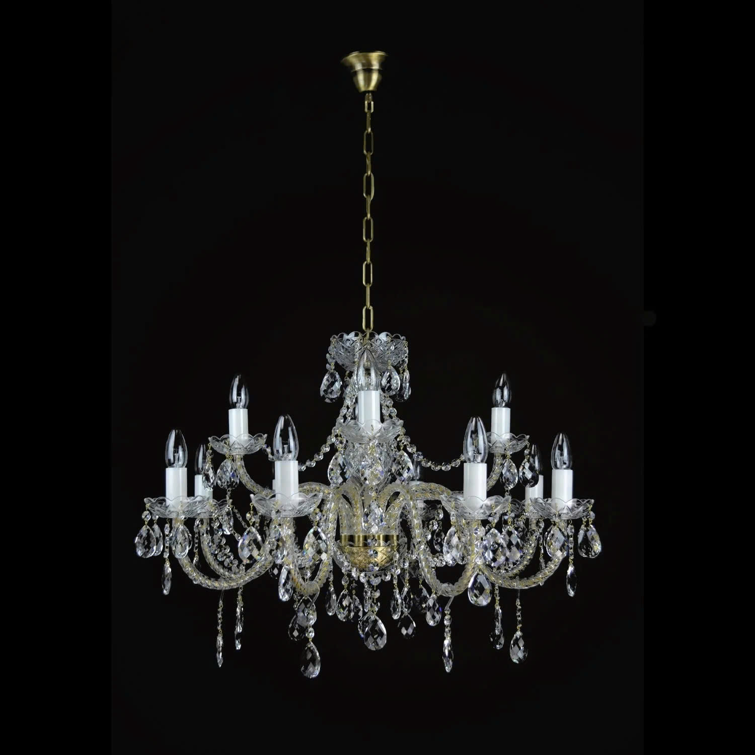 Đèn Pha Lê Treo Trần Belle 12 Bóng Cổ Điển Beta Vàng