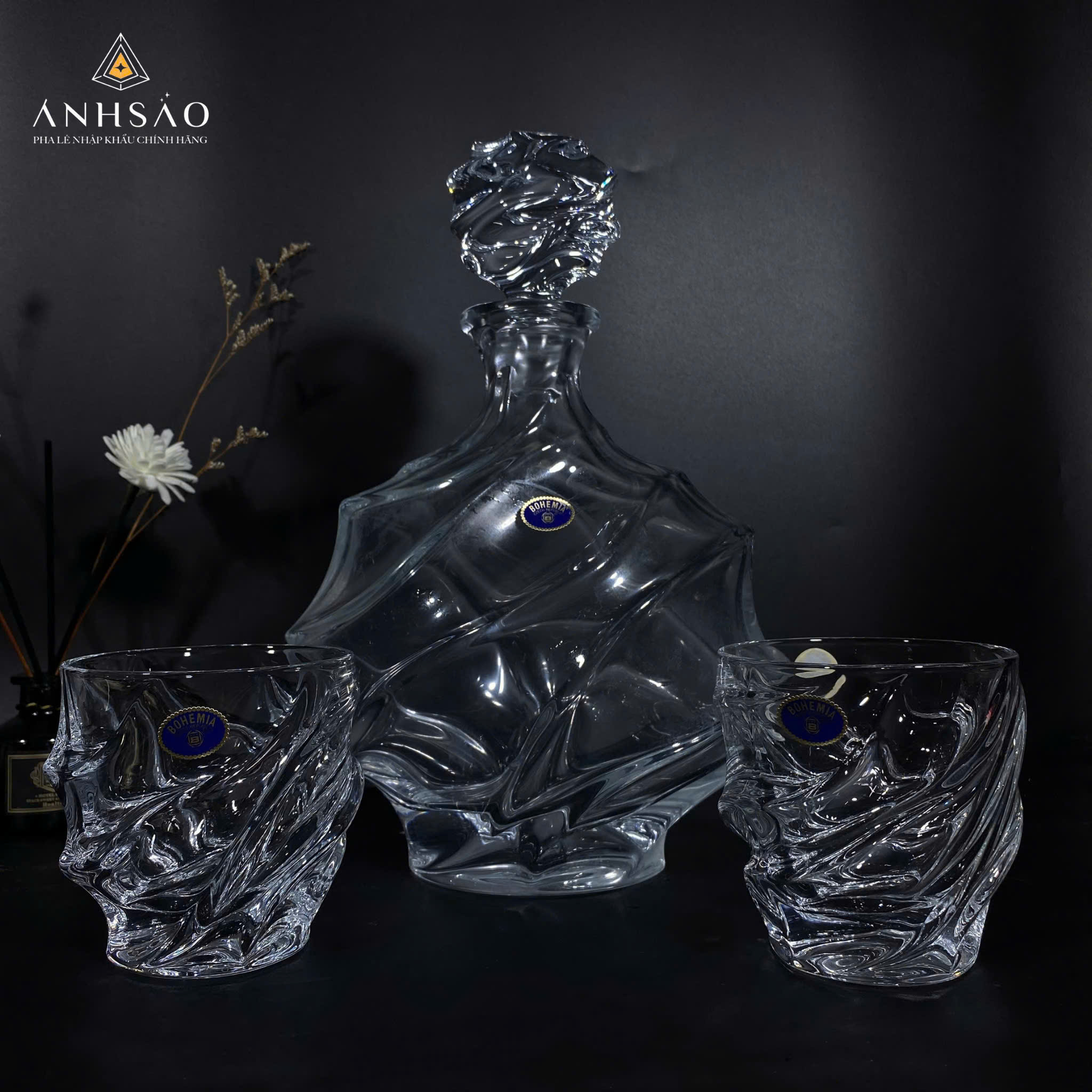 Bộ Bình Rượu Pha Lê Sóng Xoáy Cao Cấp - Hương Vị Của Thượng Lưu