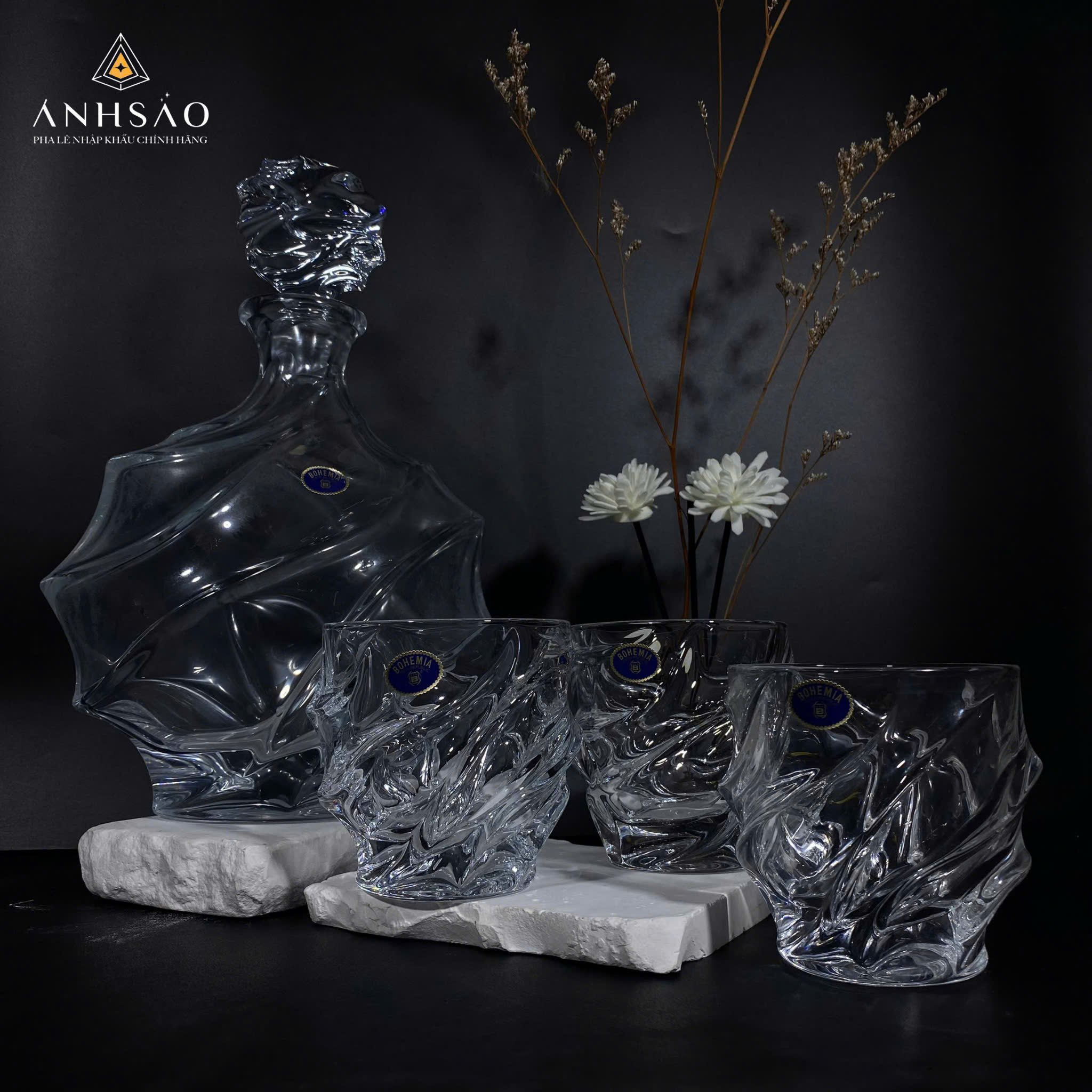 Bộ Bình Rượu Pha Lê Sóng Xoáy Cao Cấp - Hương Vị Của Thượng Lưu