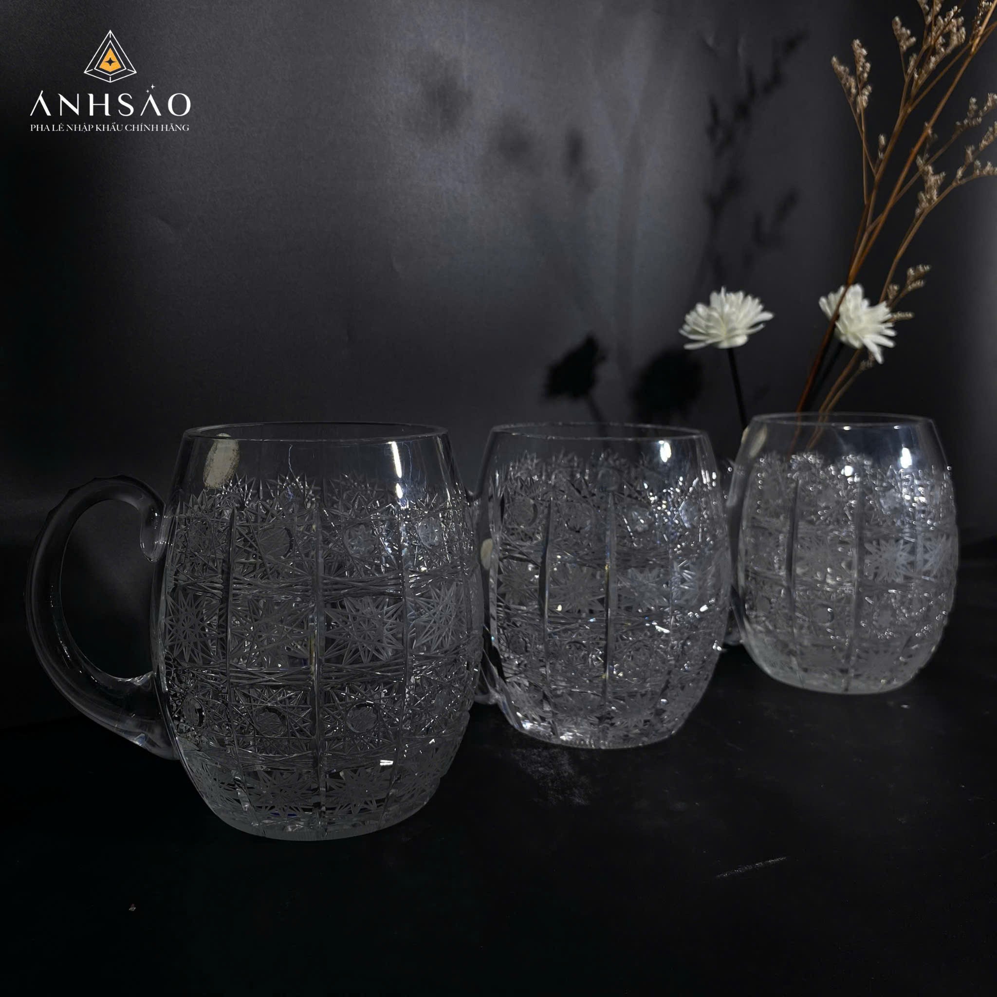 Cốc Pha Lê Uống Bia Bohemia Mài 57 Cao Cấp