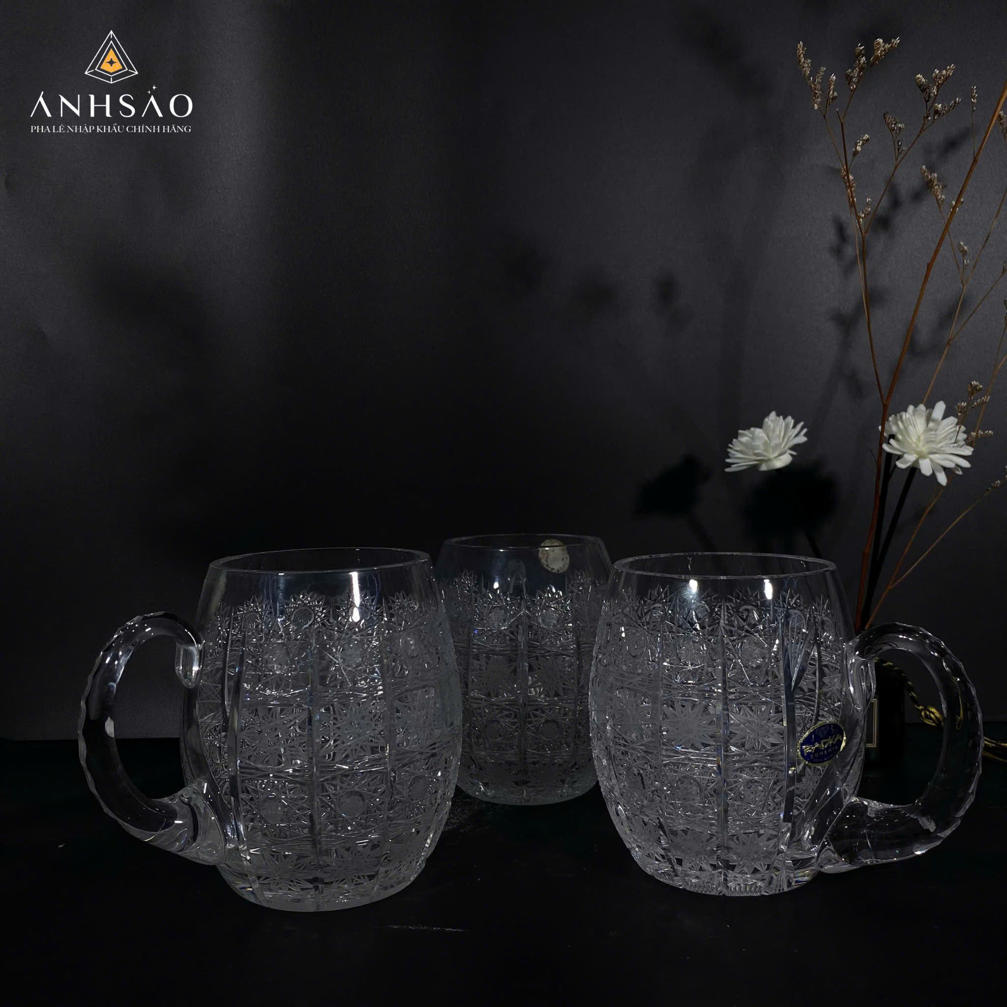 Cốc Pha Lê Uống Bia Bohemia Mài 57 Cao Cấp