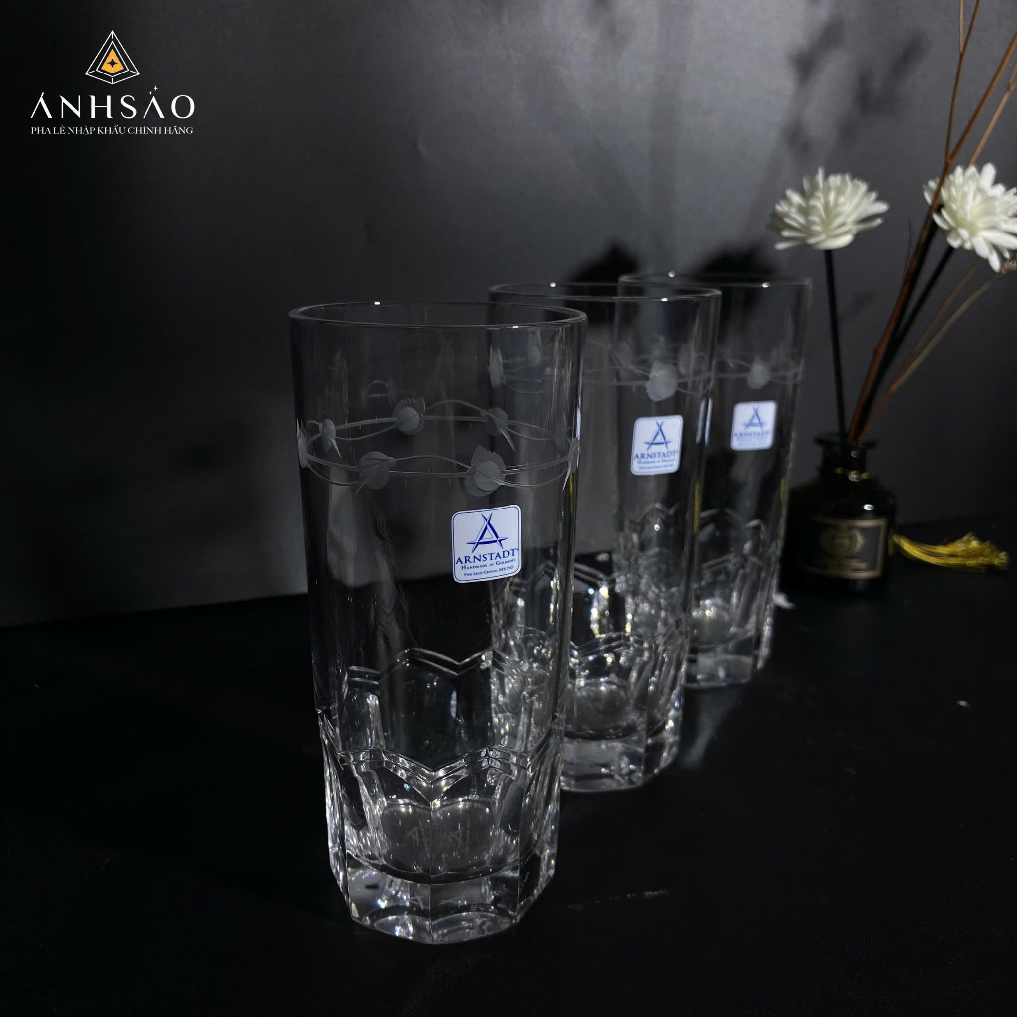 Cốc Pha Lê Arnstadt Đức Cao Mài Dây Đẳng Cấp Thượng Lưu