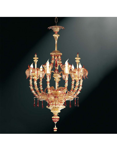 Đèn Pha Lê Rezzonico Medusa Ý Chính Hãng Murano – Vương Miện Đỏ Hoàng Kim