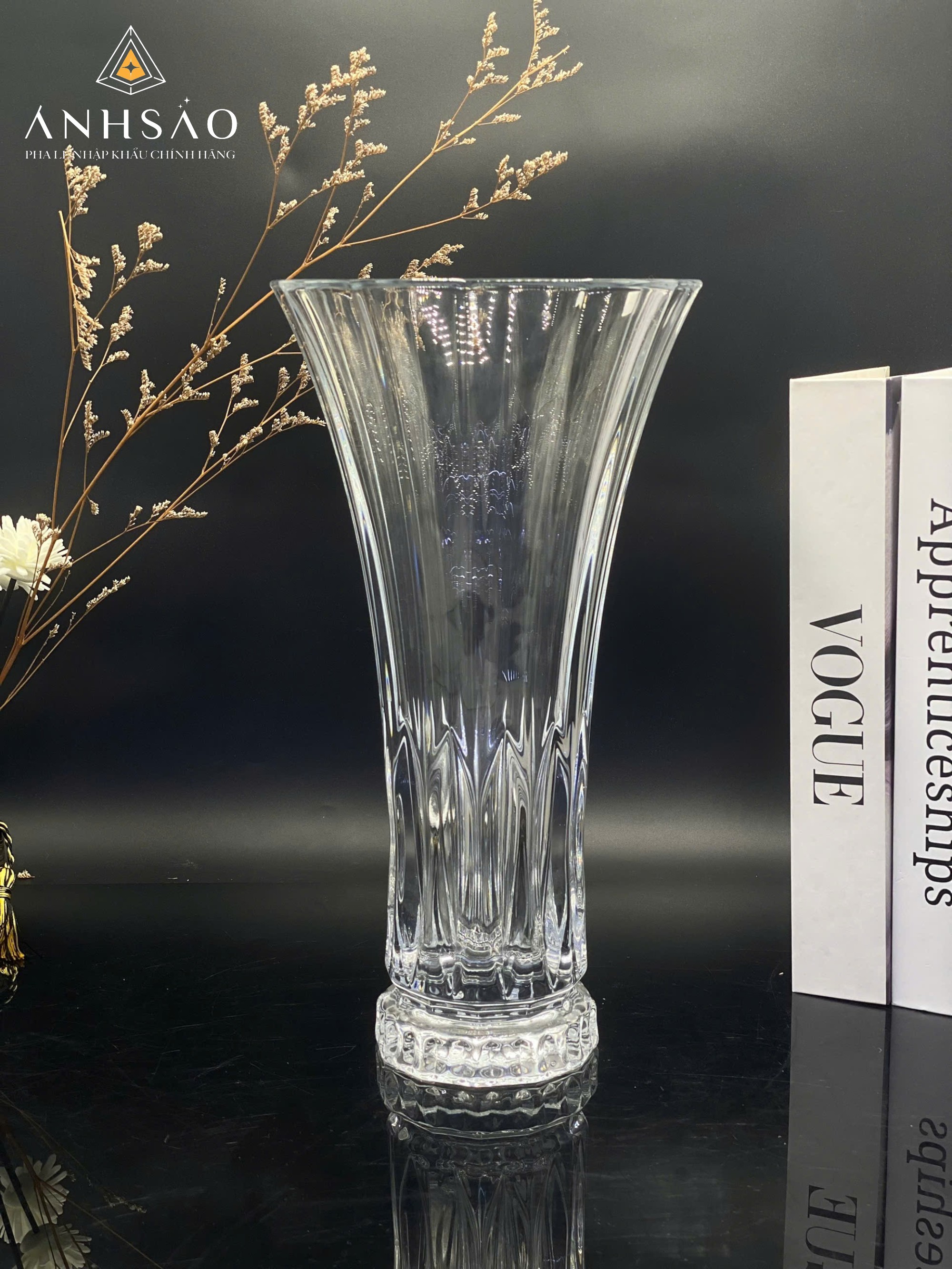 LỌ HOA PHA LÊ DÁNG TRỤ LOE