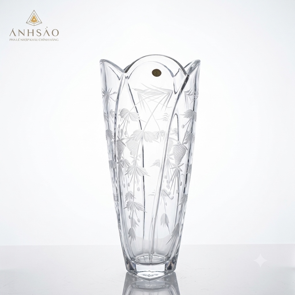 Lọ hoa pha lê mài dâu 35cm