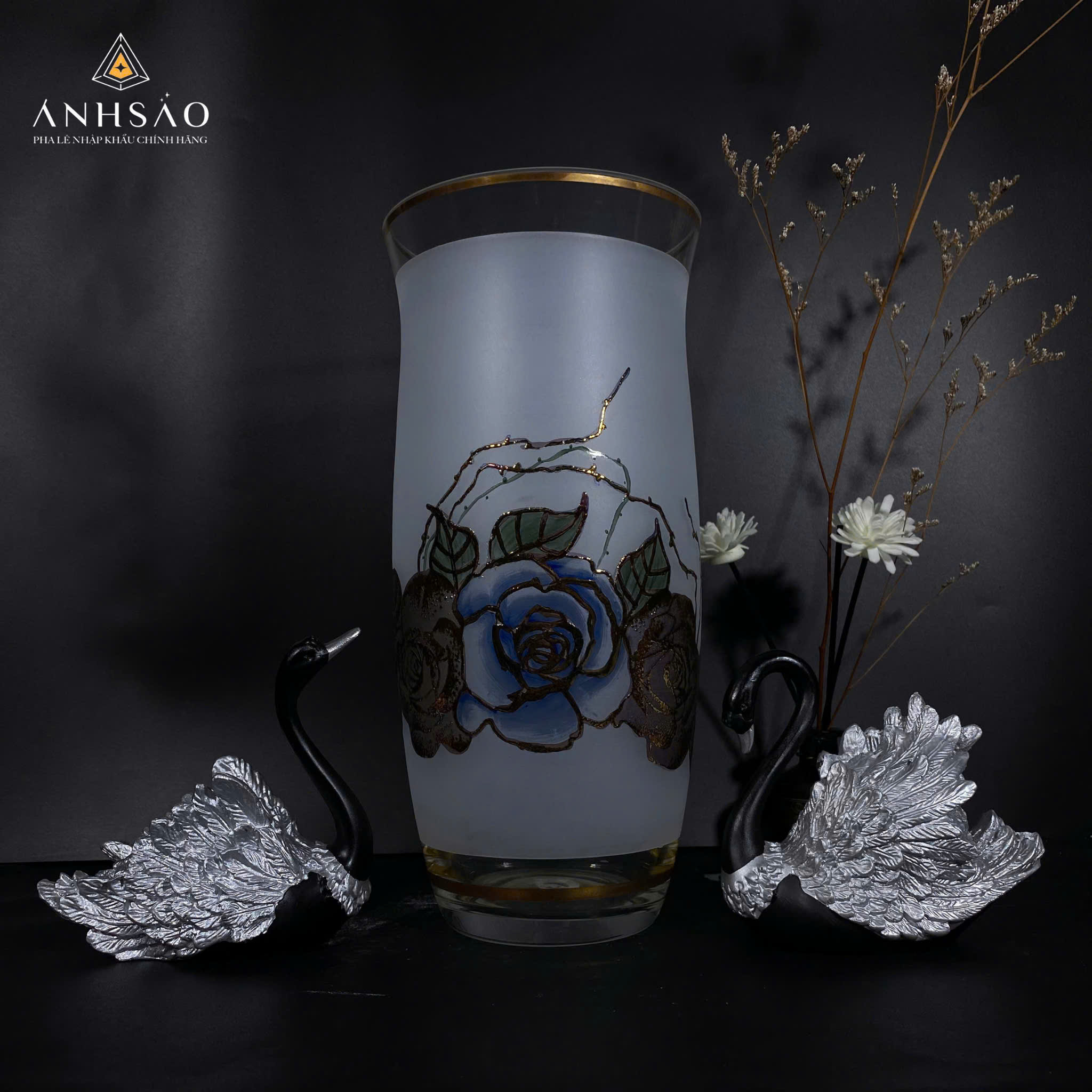 Lọ Hoa Pha Lê EGERMAN Vẽ Hoa Hồng Cao Cấp - Nâng Tầm Thẩm Mĩ