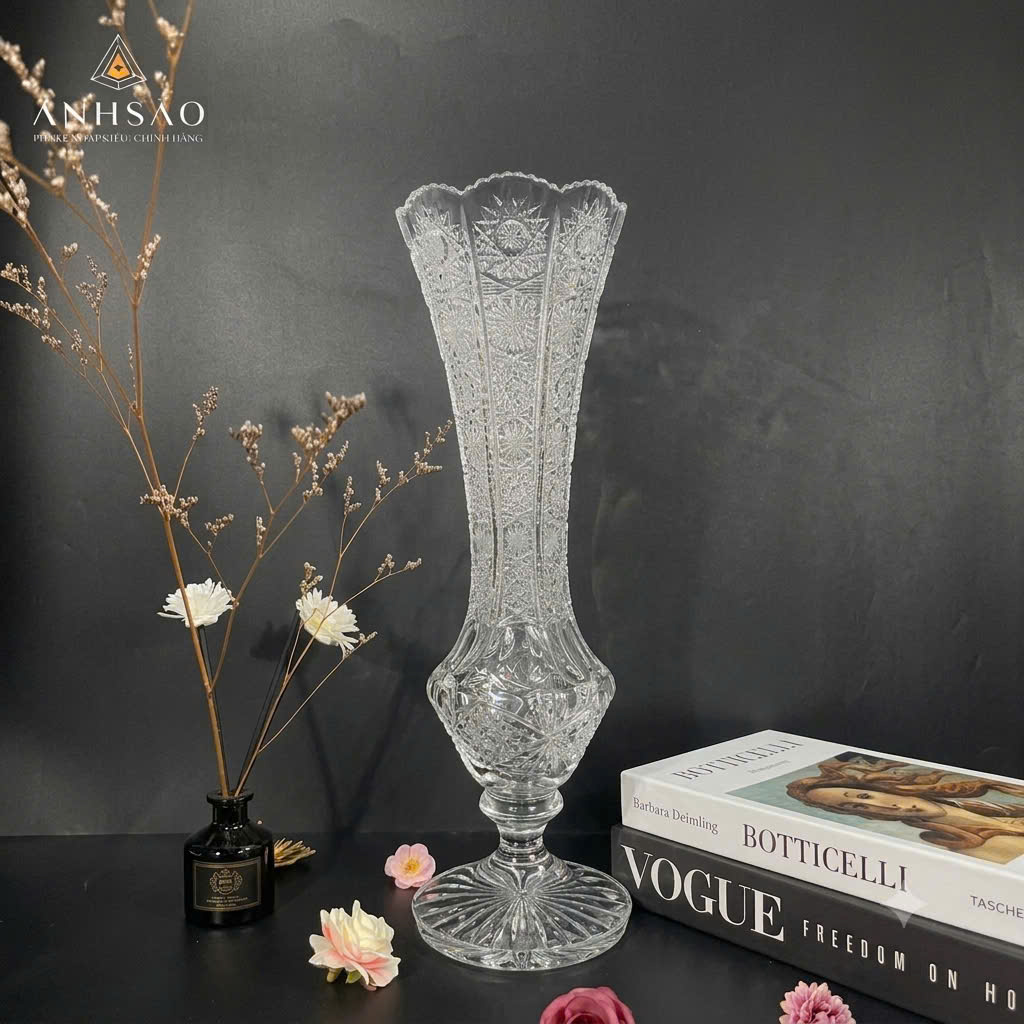 Lọ Hoa Pha Lê Ống Chân Đế Mài 57
