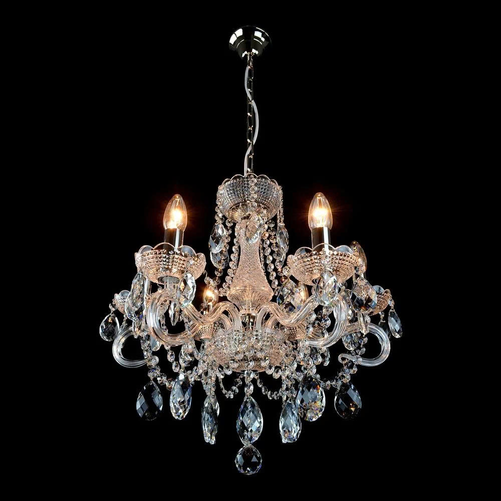 Đèn Pha Lê Bạc Diamant - 6 Bóng Sang Trọng Tô Điểm Không Gian