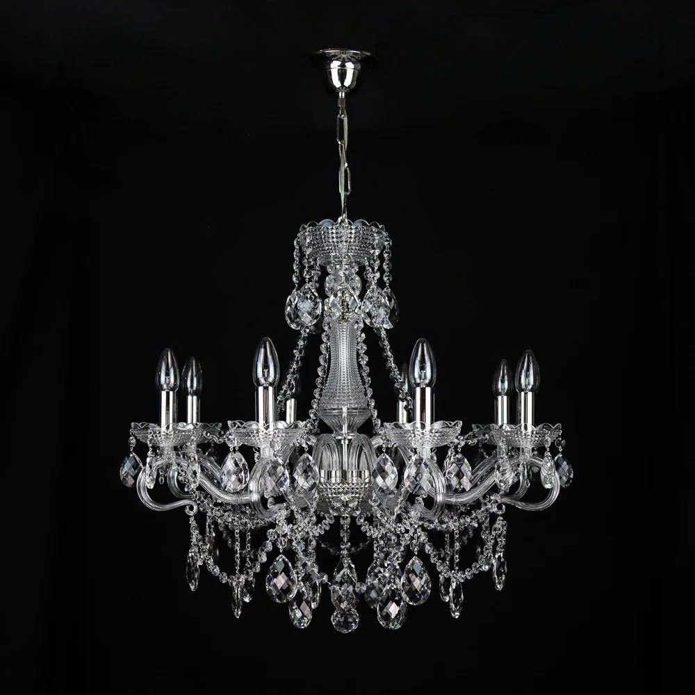 Đèn Pha Lê Bạc Diamant 8 Bóng - Kiệt Tác Chiếu Sáng Tinh Khôi