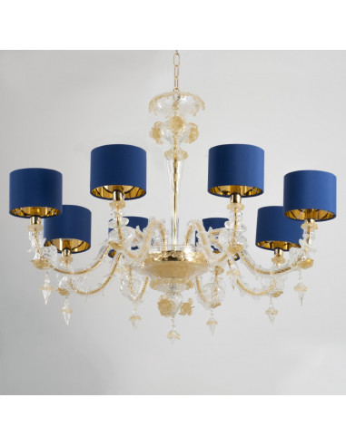 Đèn Pha Lê Oro Blu – Sự Giao Hòa Giữa Ánh Vàng Sang Trọng Và Sắc Xanh