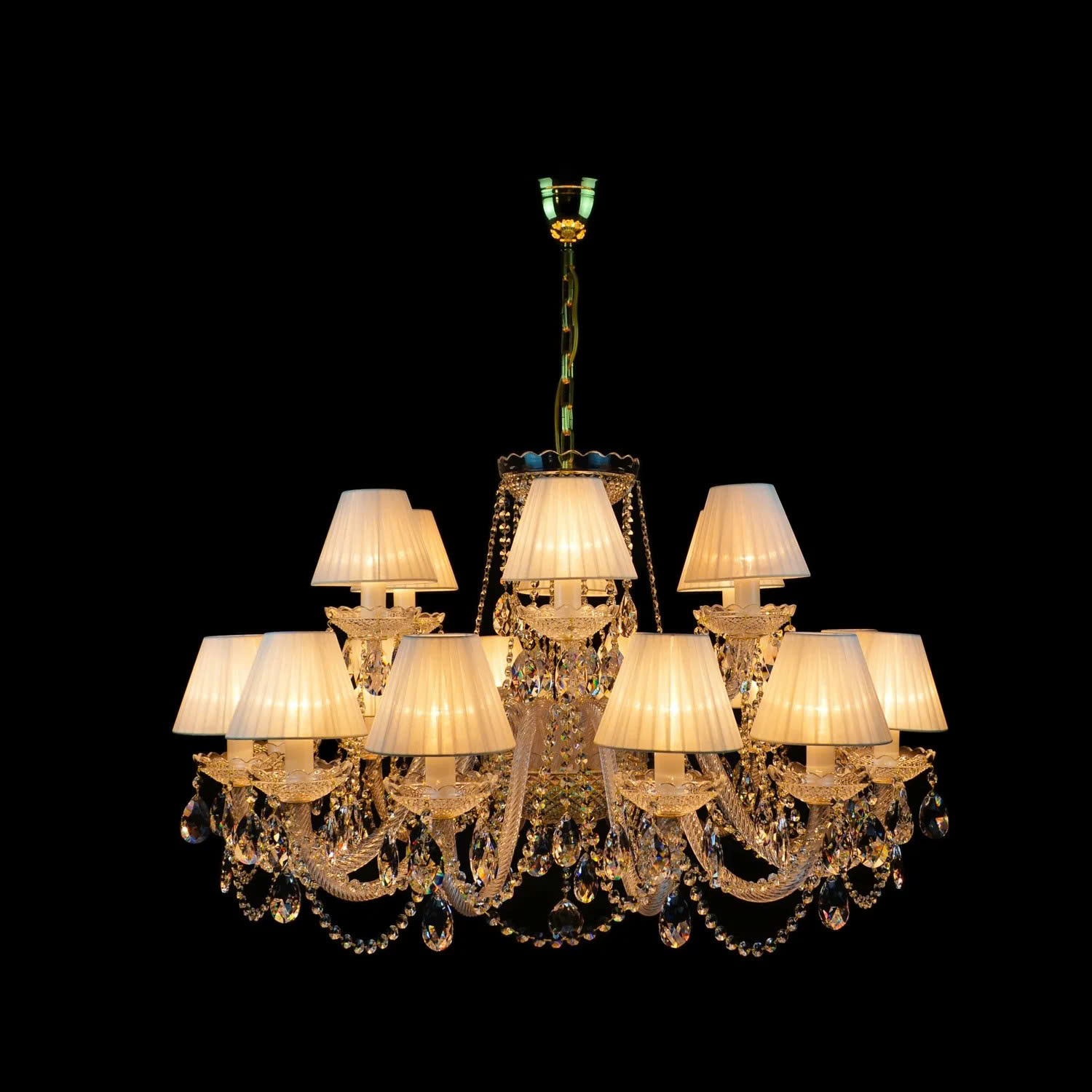 Đèn Pha Lê Treo Trần Impression Cao Cấp 18 Bóng Loại Có Chụp