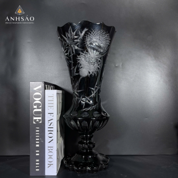 Lọ Hoa Pha Lê Haida Chân Đế Đen Mài Tia Sao