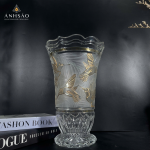 Lọ Hoa Pha Lê Điêu Khắc Trắng Bầy Chim Vàng