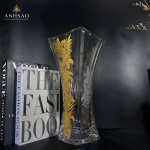 Lọ hoa pha lê mài hoa vàng