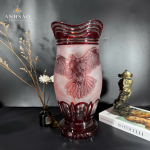 Lọ Hoa Pha Lê Haida Đỏ Điêu Khắc Đại Bàng