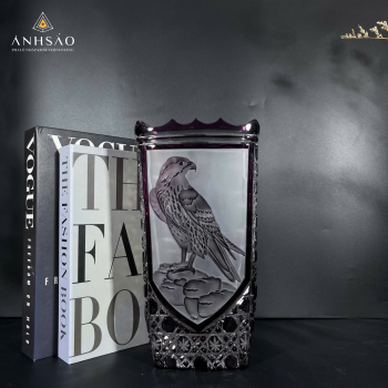 Lọ Hoa Pha Lê Haida Vuông Mài Chim Ưng