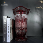 Lọ Hoa Pha Lê Haida Đỏ Điêu Khắc Ngựa