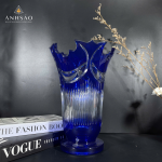 Lọ Hoa Pha Lê Haida Xanh Bó Mạ Chân Đế