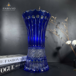 Lọ hoa pha lê haida xanh dáng bó mạ