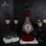 Bộ Bình Rượu Pha Lê Cao Cấp Họa Tiết Hoa Nổi – Sang Trọng Và Tinh Xảo