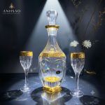 Bộ Bình Rượu Pha Lê Viền Vàng Versace Cao Cấp