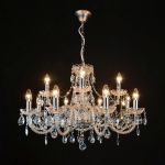 Đèn Pha Lê Treo Trần Belle 12 Bóng Beta Bạc Cao Cấp