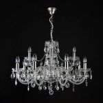 Đèn Pha Lê Treo Trần Belle 12 Bóng Beta Bạc Cao Cấp