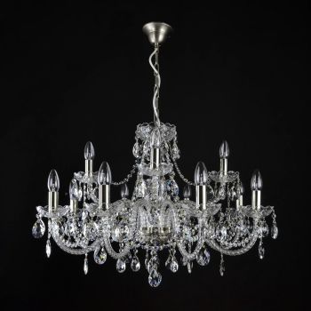 Đèn Pha Lê Treo Trần Belle 12 Bóng Beta Bạc Cao Cấp