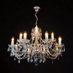 Đèn Pha Lê Treo Trần Belle 12 Bóng Beta Bạc Cao Cấp