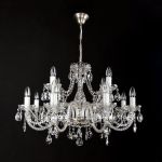 Đèn Pha Lê Treo Trần Belle 12 Bóng Beta Bạc Cao Cấp