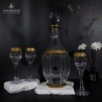 Bộ Bình Rượu Pha Lê Viền Vàng Versace Cao Cấp