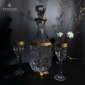 Bộ Bình Rượu Pha Lê Viền Vàng Versace Cao Cấp