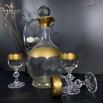 Bộ Bình Rượu Pha Lê 6 Ly Khảm Vàng Cao Cấp