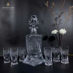 Bộ Bình Rượu Pha Lê Đáy Xoáy Trắng Mài 56 Mini Cao Cấp