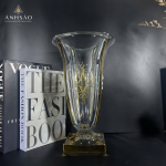 Lọ hoa pha lê chân đế khảm vàng cao cấp