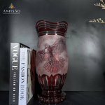 Lọ Hoa Pha Lê Haida Đỏ Điêu Khắc Đại Bàng