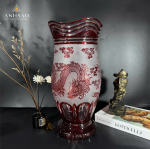 Lọ Hoa Pha Lê Haida Đỏ Điêu Khắc Rồng