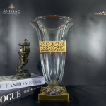 Lọ Hoa Pha Lê Khảm Vàng Chính Hãng Tiệp Khắc Cao Cấp