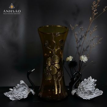 Lọ Hoa Pha Lê EGERMAN Vẽ Hoa Đào Bó Mạ Cao Cấp