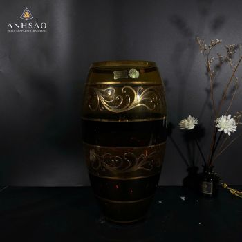 Lọ Hoa Pha Lê EGERMAN Vặn Gân Vẽ Hoa Dáng Bầu Cao Cấp