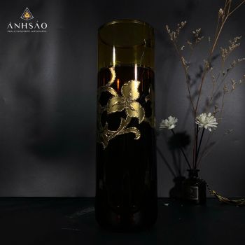 Lọ Hoa Pha Lê EGERMAN Ống Vặn Gân Vẽ Lá